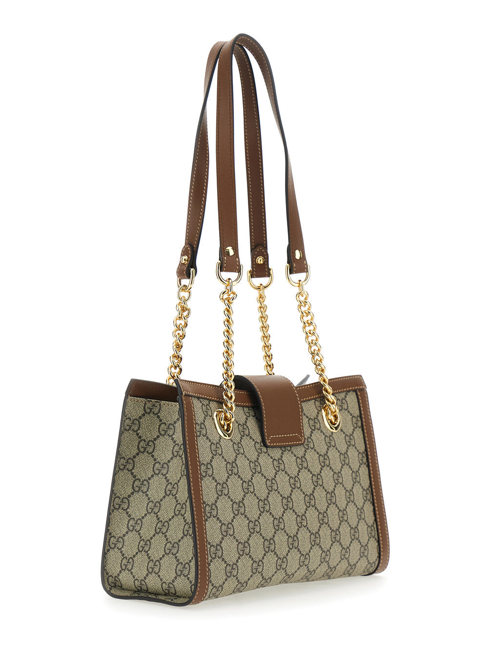 Gucci Women 'Padlock' Beige Shoulder Bag With Reinforced Chain Strap And All-Over Gg Motif In Fabric Woman