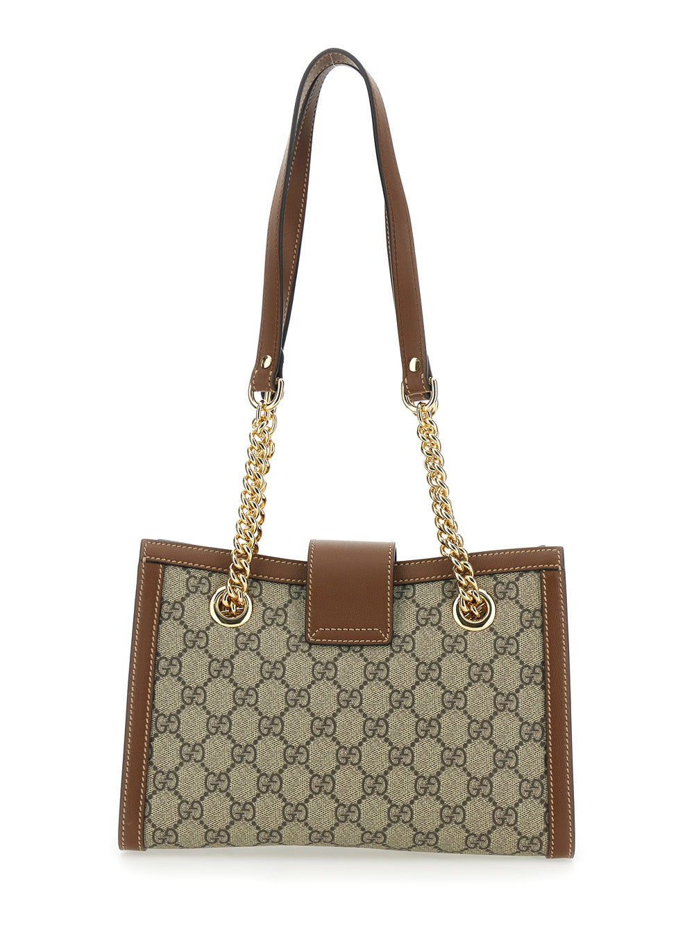 Gucci Women 'Padlock' Beige Shoulder Bag With Reinforced Chain Strap And All-Over Gg Motif In Fabric Woman