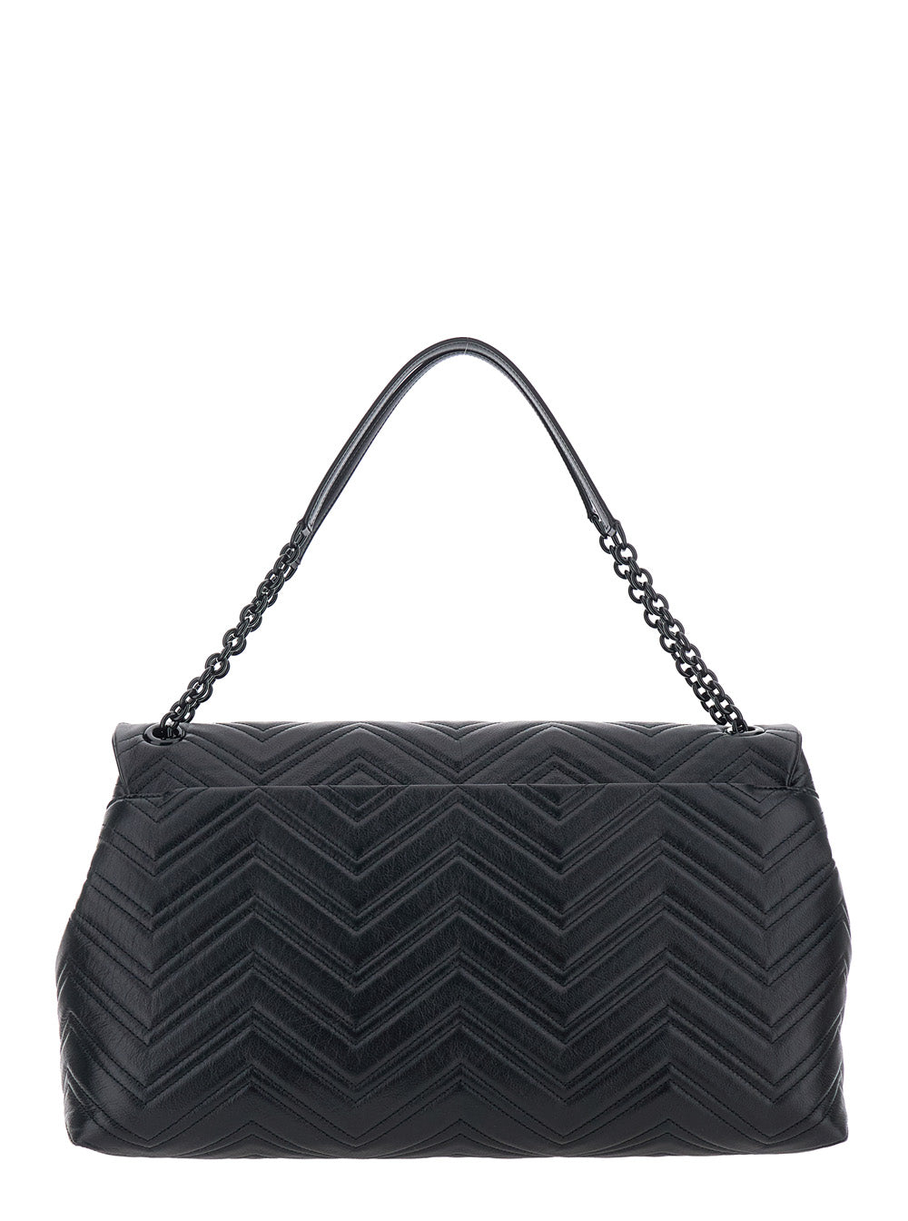 Gucci Women Black Crossbody Bag With Sliding Chain-Link Shoulder Strap And Gg Plaque Closure On The Front In Leather Woman