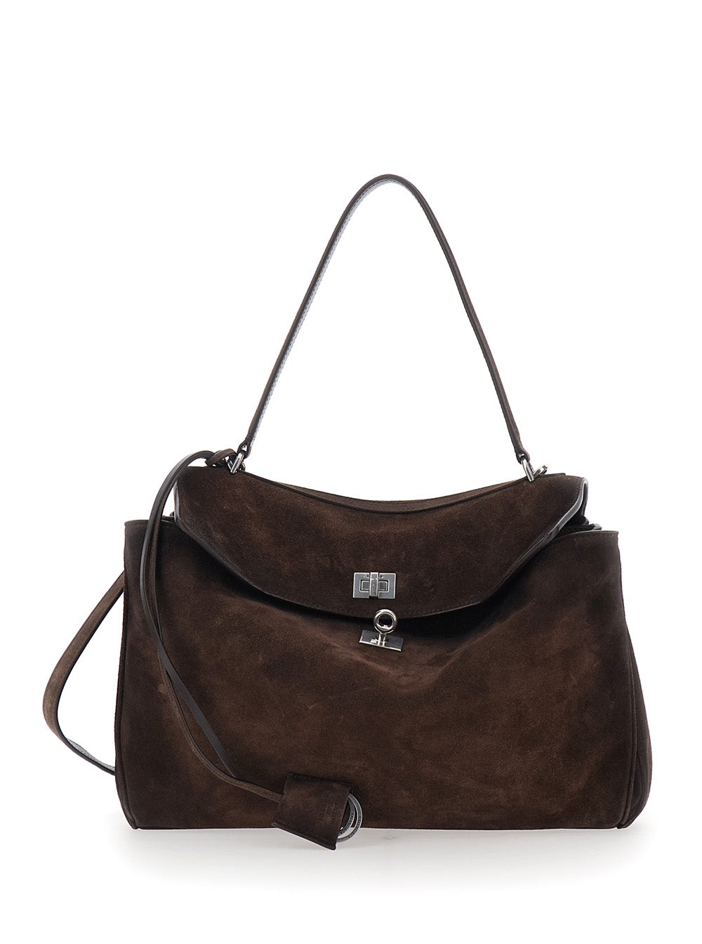 Balenciaga Women 'Rodeo Medium' Brown Shoulder Bag With Removable Shoulder Strap In Suede Woman