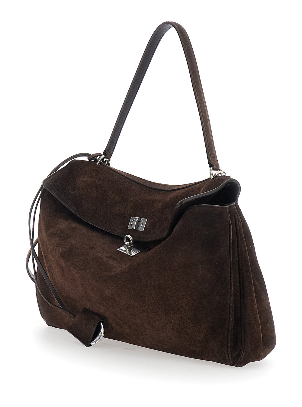Balenciaga Women 'Rodeo Medium' Brown Shoulder Bag With Removable Shoulder Strap In Suede Woman