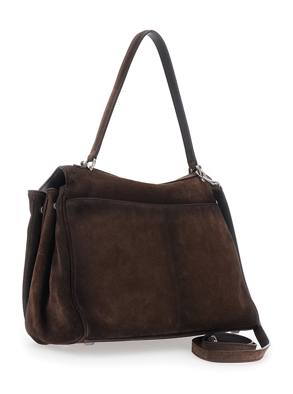 Balenciaga Women 'Rodeo Medium' Brown Shoulder Bag With Removable Shoulder Strap In Suede Woman
