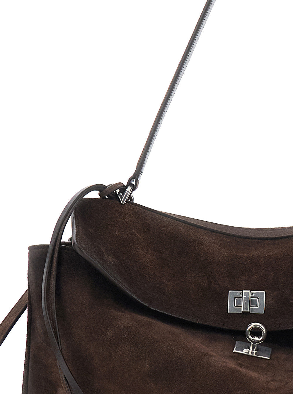 Balenciaga Women 'Rodeo Medium' Brown Shoulder Bag With Removable Shoulder Strap In Suede Woman