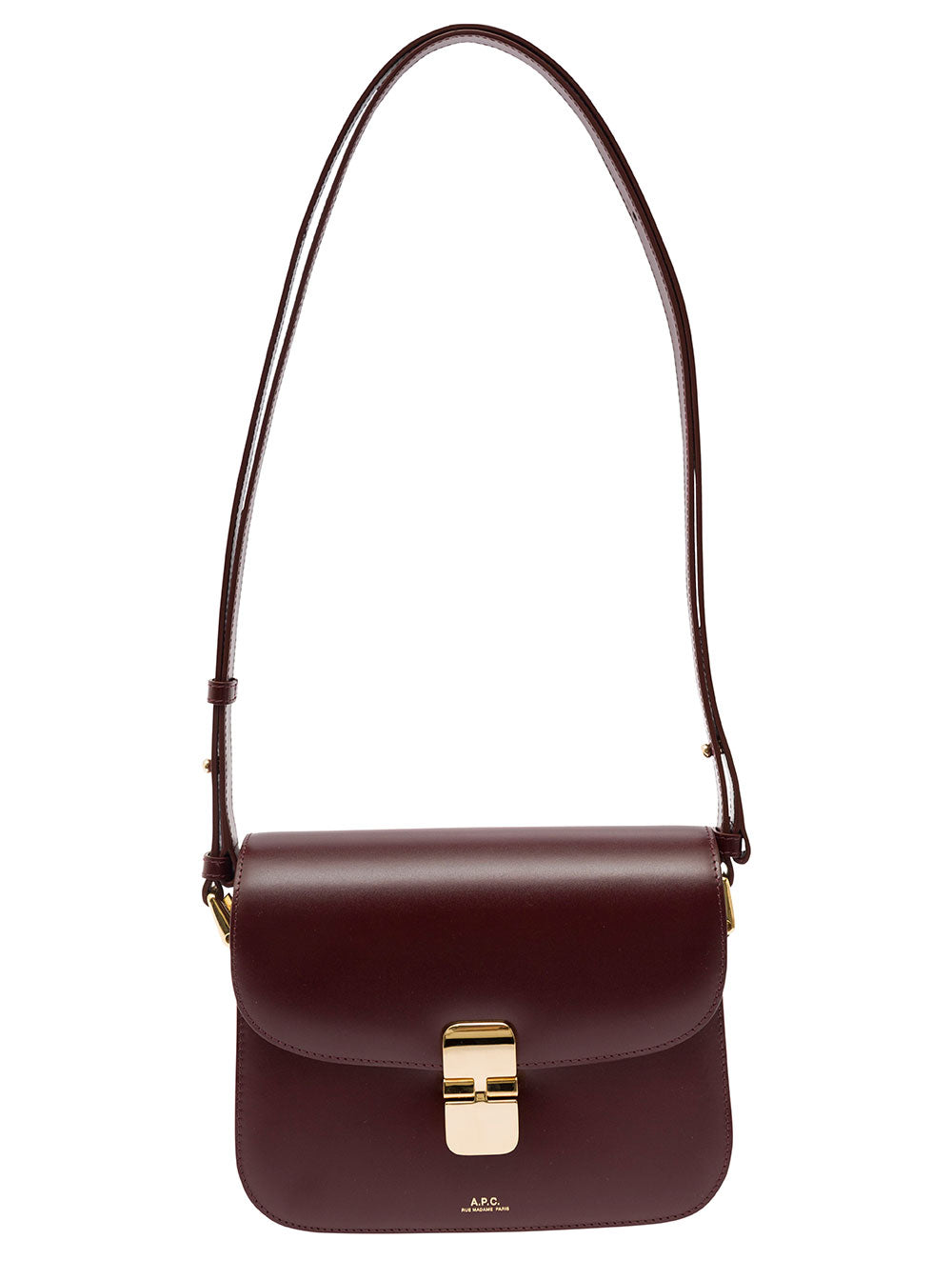A.P.C. Women 'Grace' Bordeaux Small Crossbody Bag With Adjustable Shoulder Strap And Embossed Logo Lettering On The Front In Leather Woman