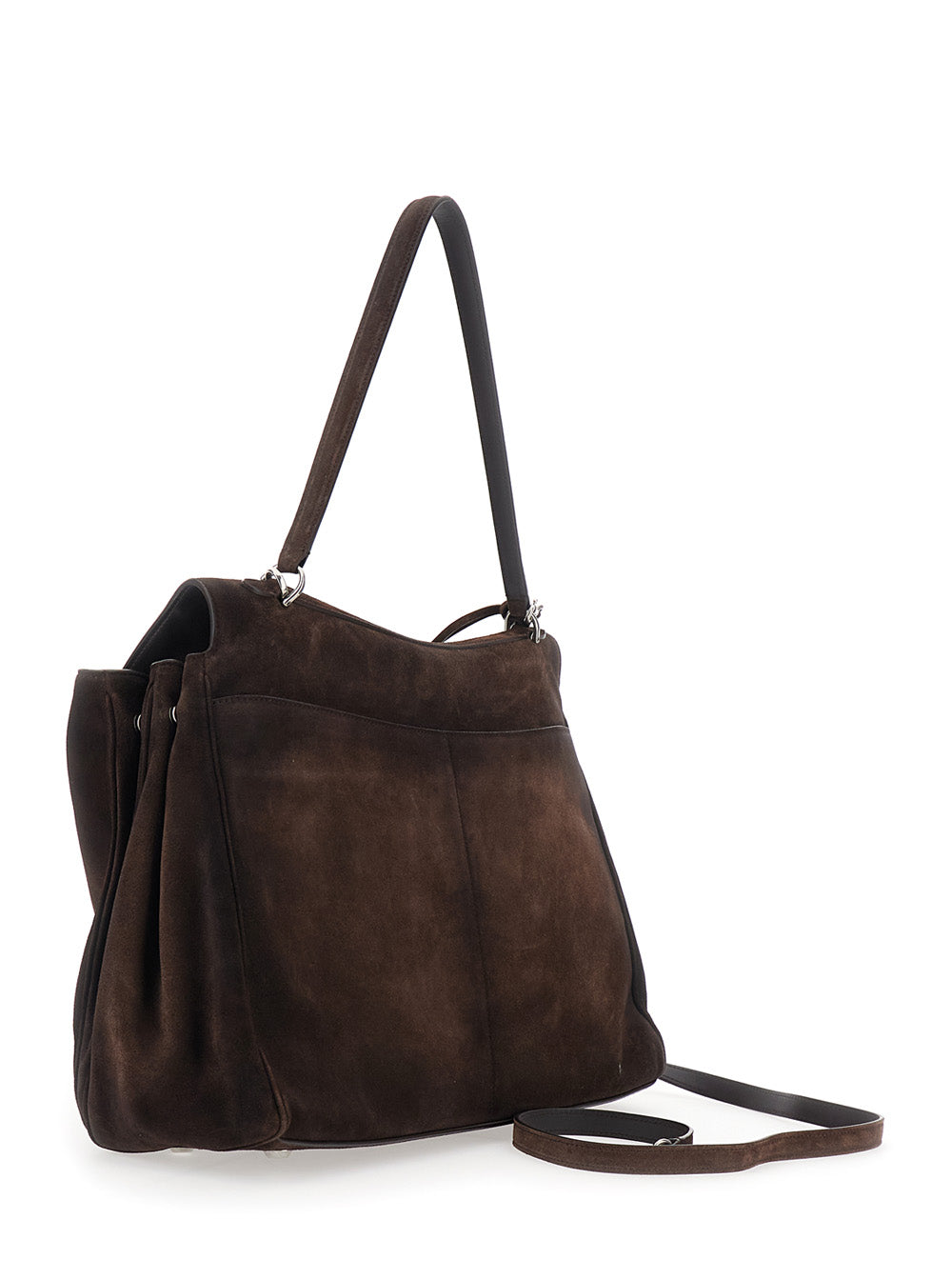 Balenciaga Men 'Rodeo' Brown Large Shoulder Bag With Removable Shoulder Strap In Suede Man