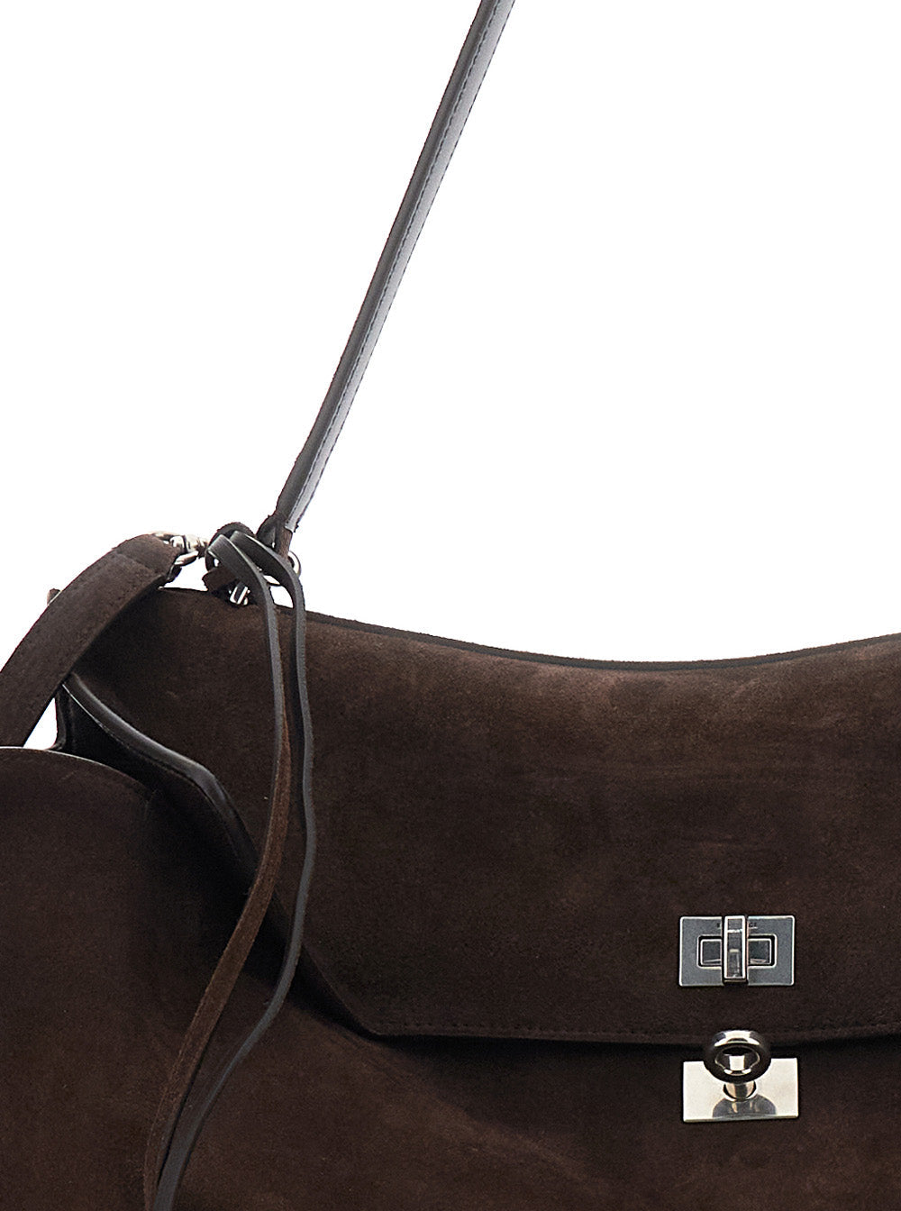 Balenciaga Men 'Rodeo' Brown Large Shoulder Bag With Removable Shoulder Strap In Suede Man