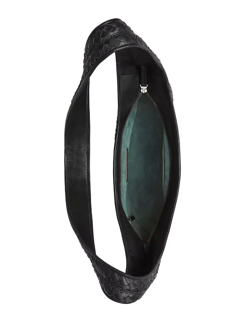 Bottega Veneta Men Black Crossbody Bag With Top Zip Closure And Intrecciato Motif In Leather Man