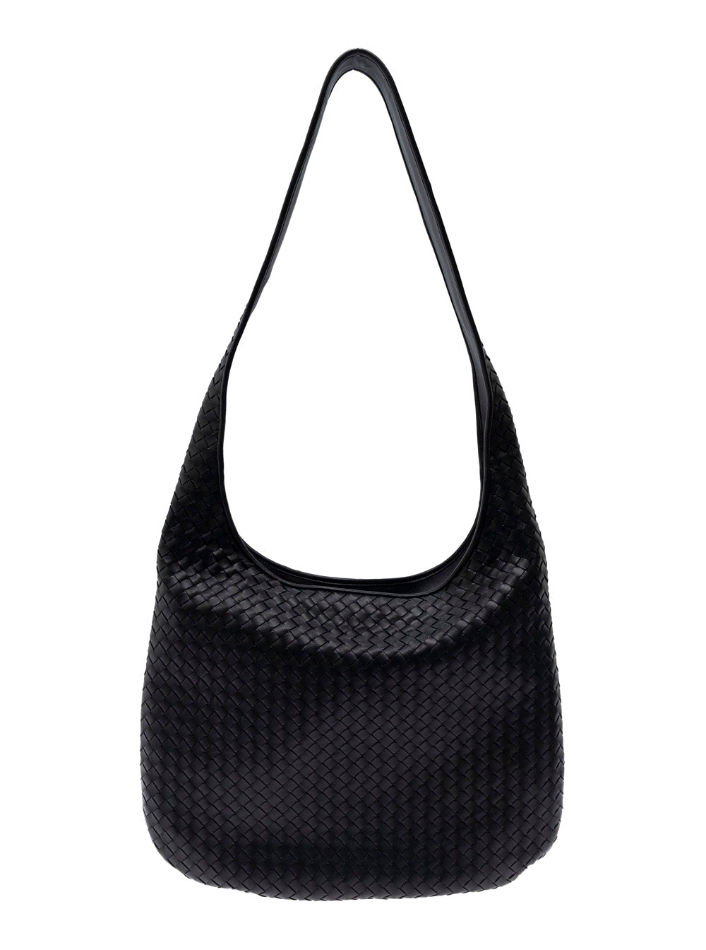 Bottega Veneta Men Black Crossbody Bag With Intrecciato Motif And Shoulder Strap In Leather Woman
