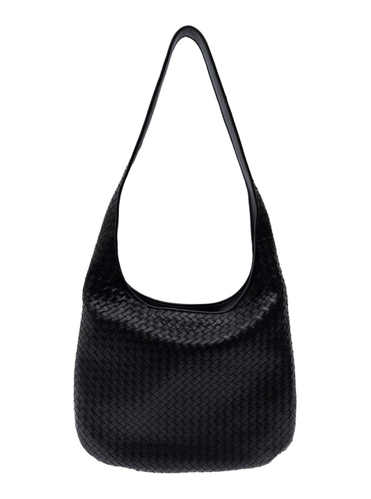 Bottega Veneta Men Black Crossbody Bag With Intrecciato Motif And Shoulder Strap In Leather Woman