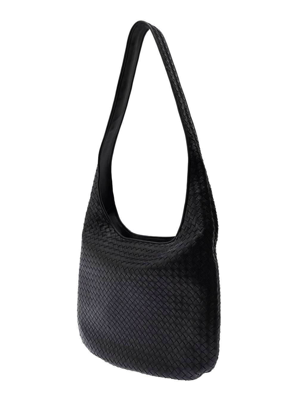 Bottega Veneta Men Black Crossbody Bag With Intrecciato Motif And Shoulder Strap In Leather Woman