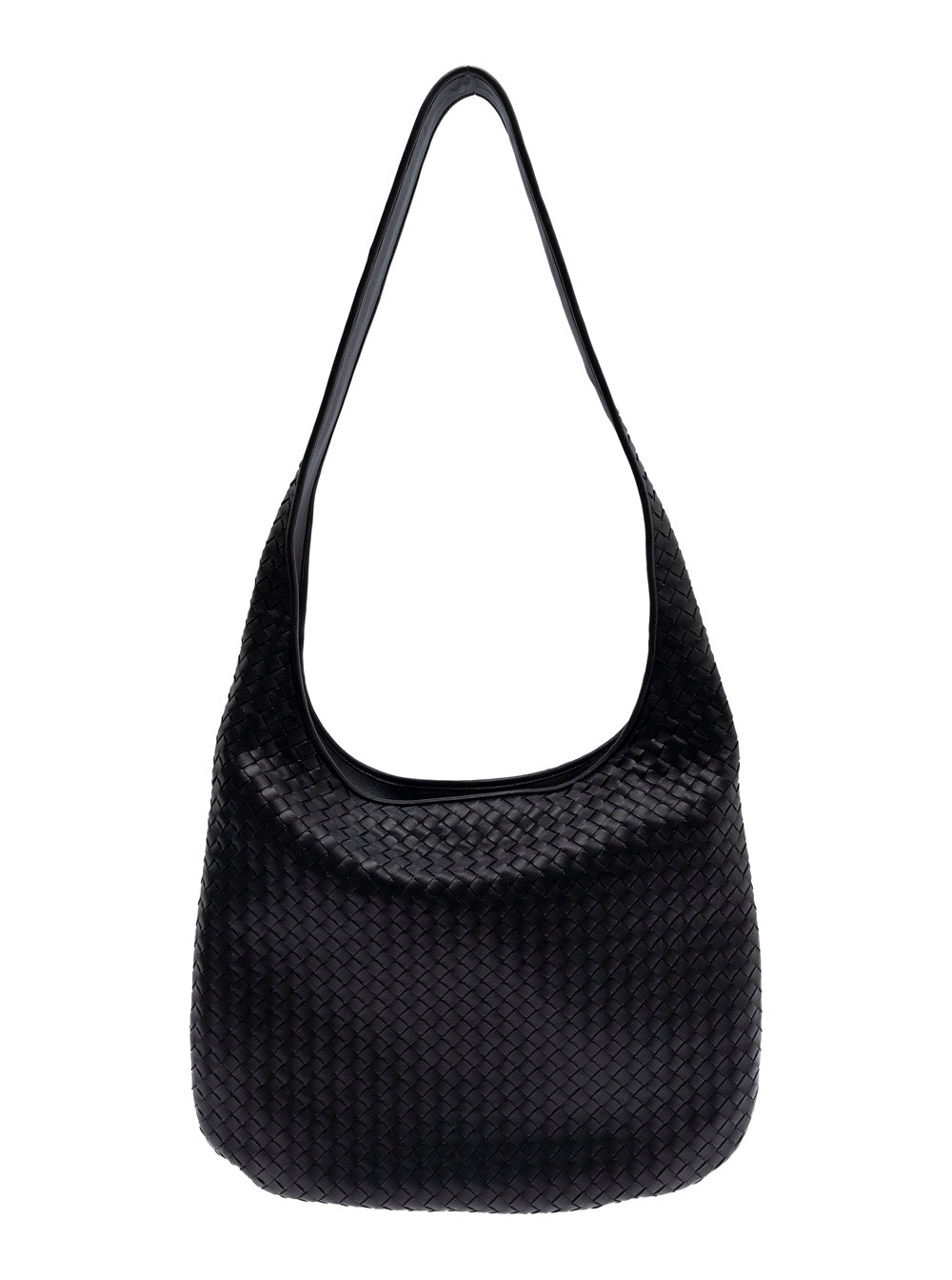 Bottega Veneta Men Black Crossbody Bag With Intrecciato Motif And Shoulder Strap In Leather Woman
