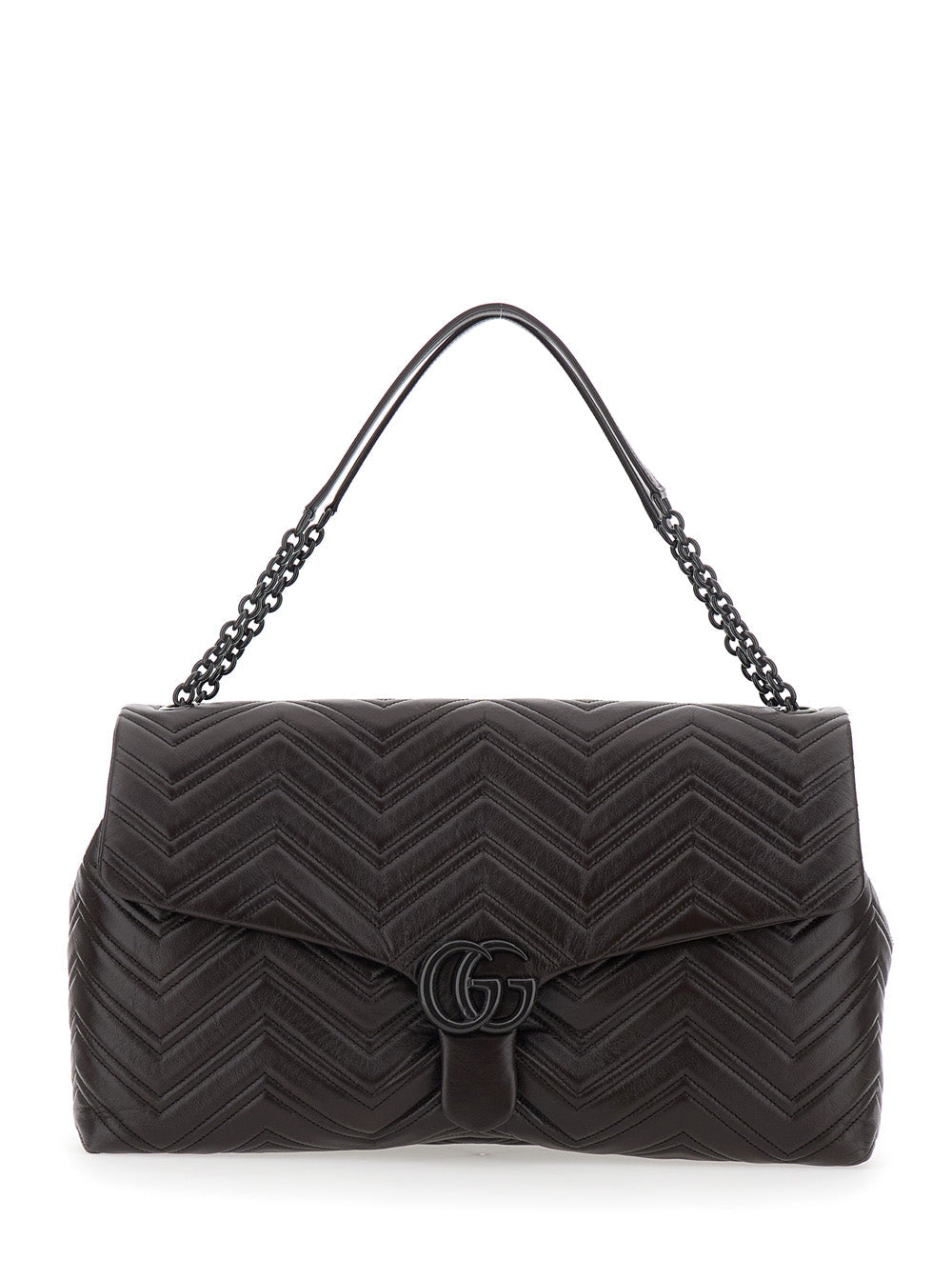 Gucci Women Brown Crossbody Bag With Sliding Chain-Link Shoulder Strap And Gg Plaque On The Front In Leather Woman