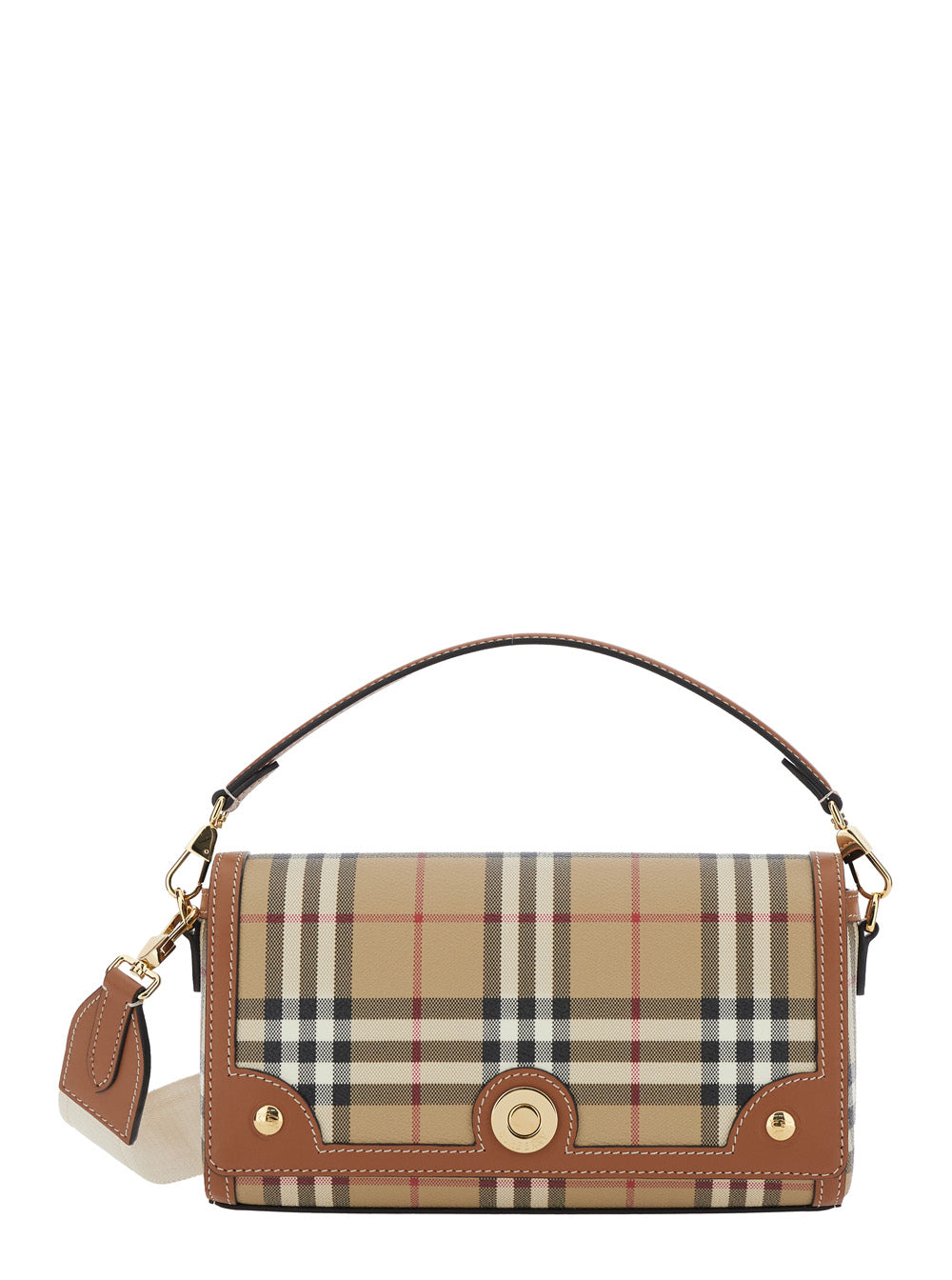 Burberry Women Beige Handbag With Adjustable And Removable Shoulder Strap And All-Over Check Motif In Cotton Blend Woman