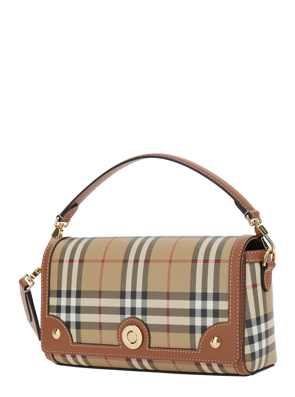 Burberry Women Beige Handbag With Adjustable And Removable Shoulder Strap And All-Over Check Motif In Cotton Blend Woman