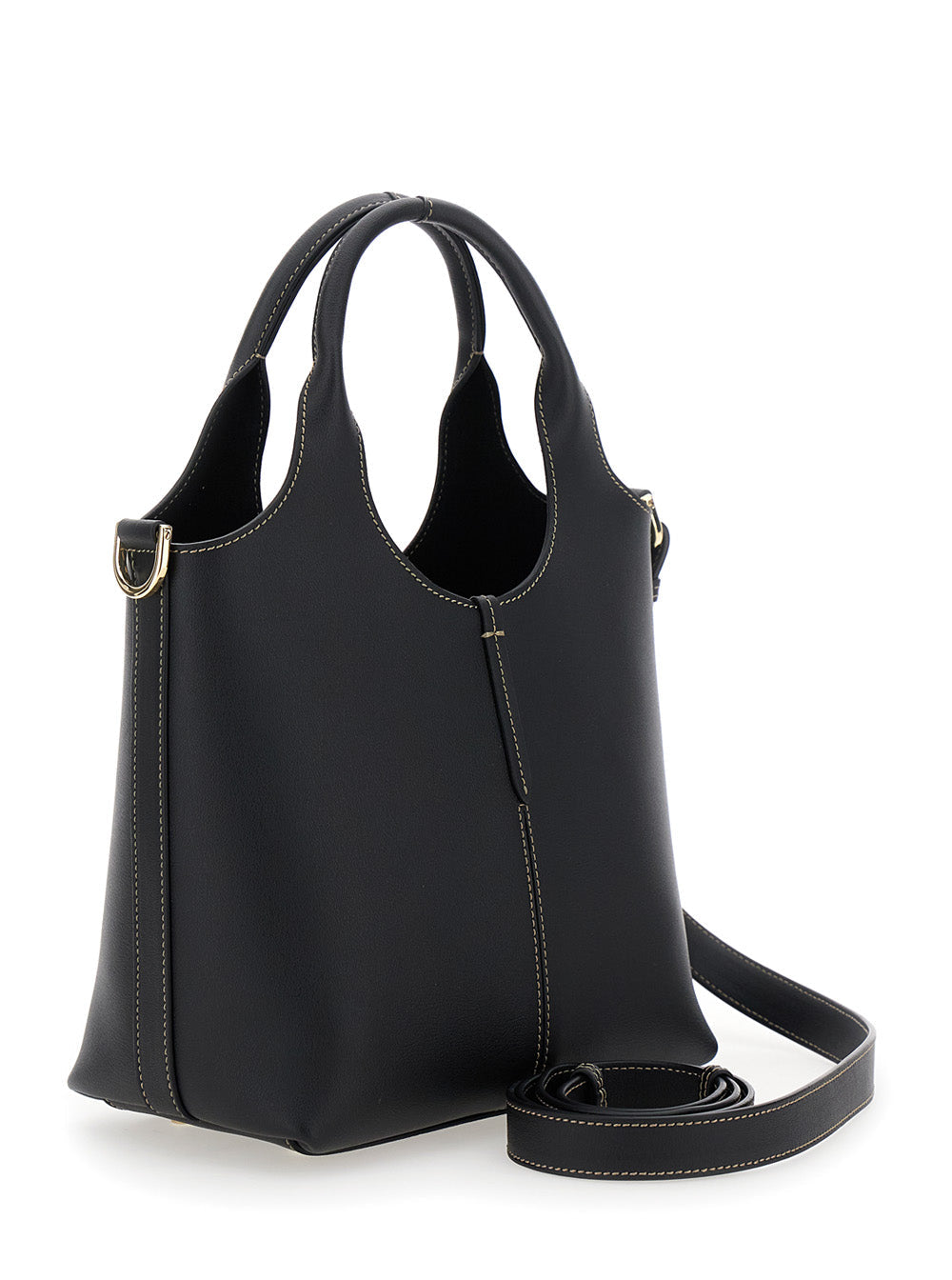 Tod's Women 'Ebr Mini' Black Shoulder Bag With Logo Metal Plate In Leather Woman