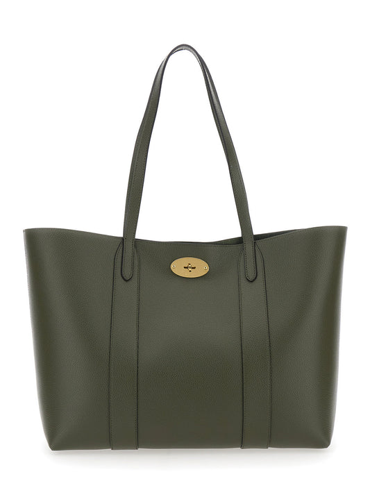Mulberry Women 'Bayswater' Green Tote Bag With Front Turn-Lock Closure In Leather Woman