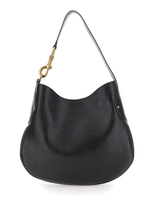 Mulberry Women 'Hackney' Black Shoulder Bag With Shoulder Strap With Snap Hook In Leather Woman