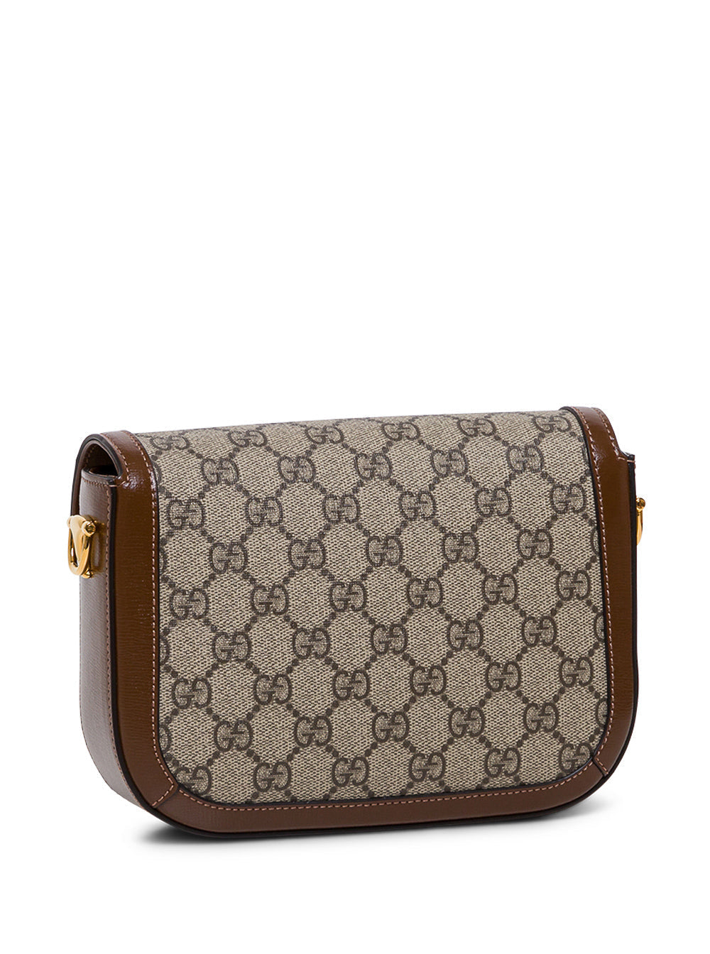 Gucci Women 'Horsebit 1955' Beige And Ebony Shoulder Bag With Web Detail In Gg Supreme Fabric Woman