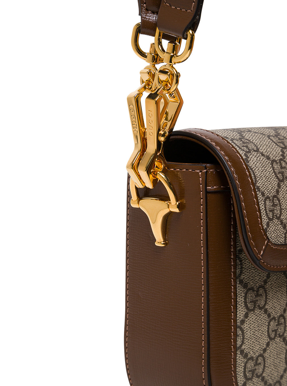 Gucci Women 'Horsebit 1955' Beige And Ebony Shoulder Bag With Web Detail In Gg Supreme Fabric Woman