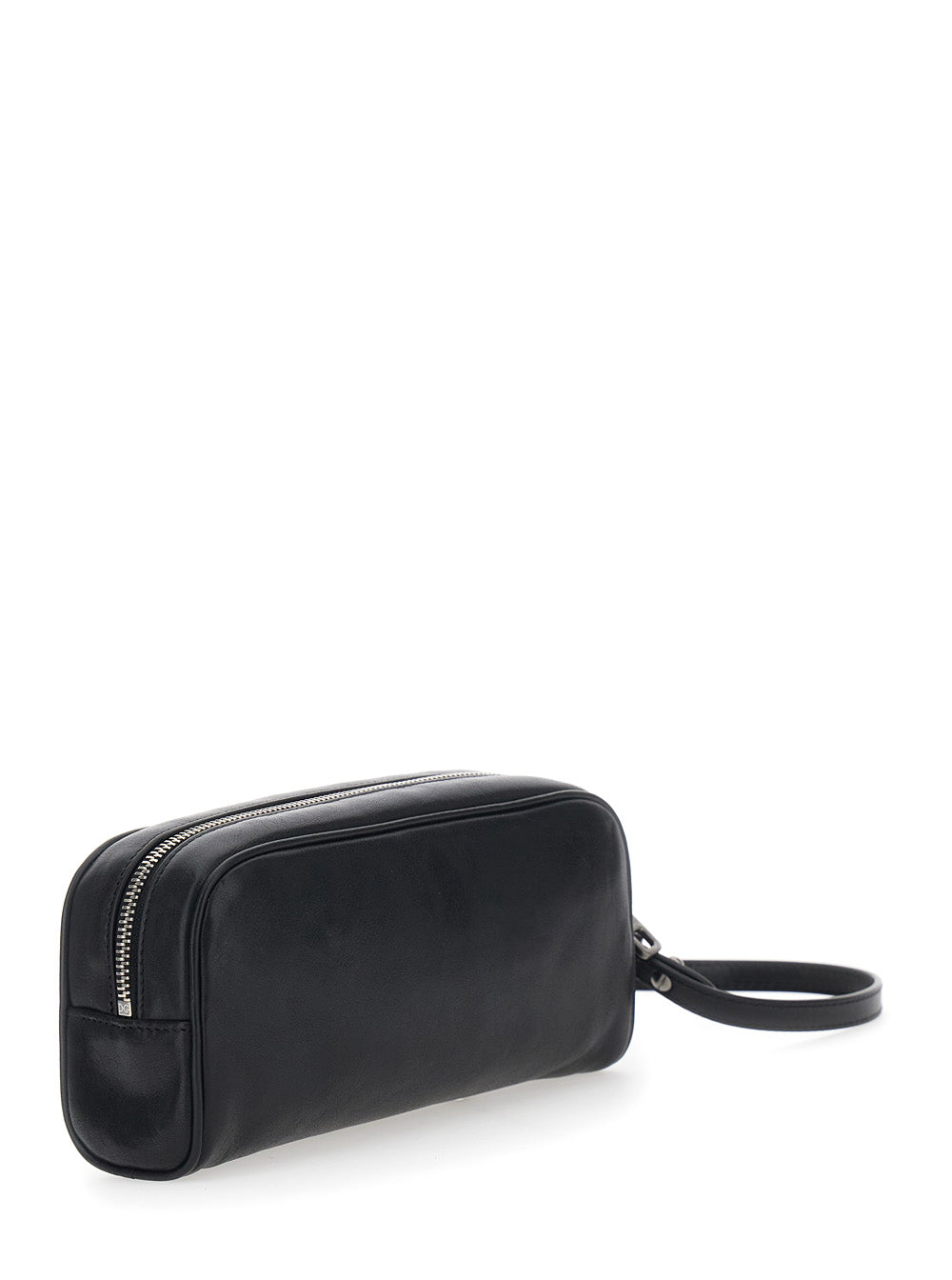 Dolce & Gabbana Men Black Clutch With Wrist Strap And Logo Lettering On The Front In Leather Man