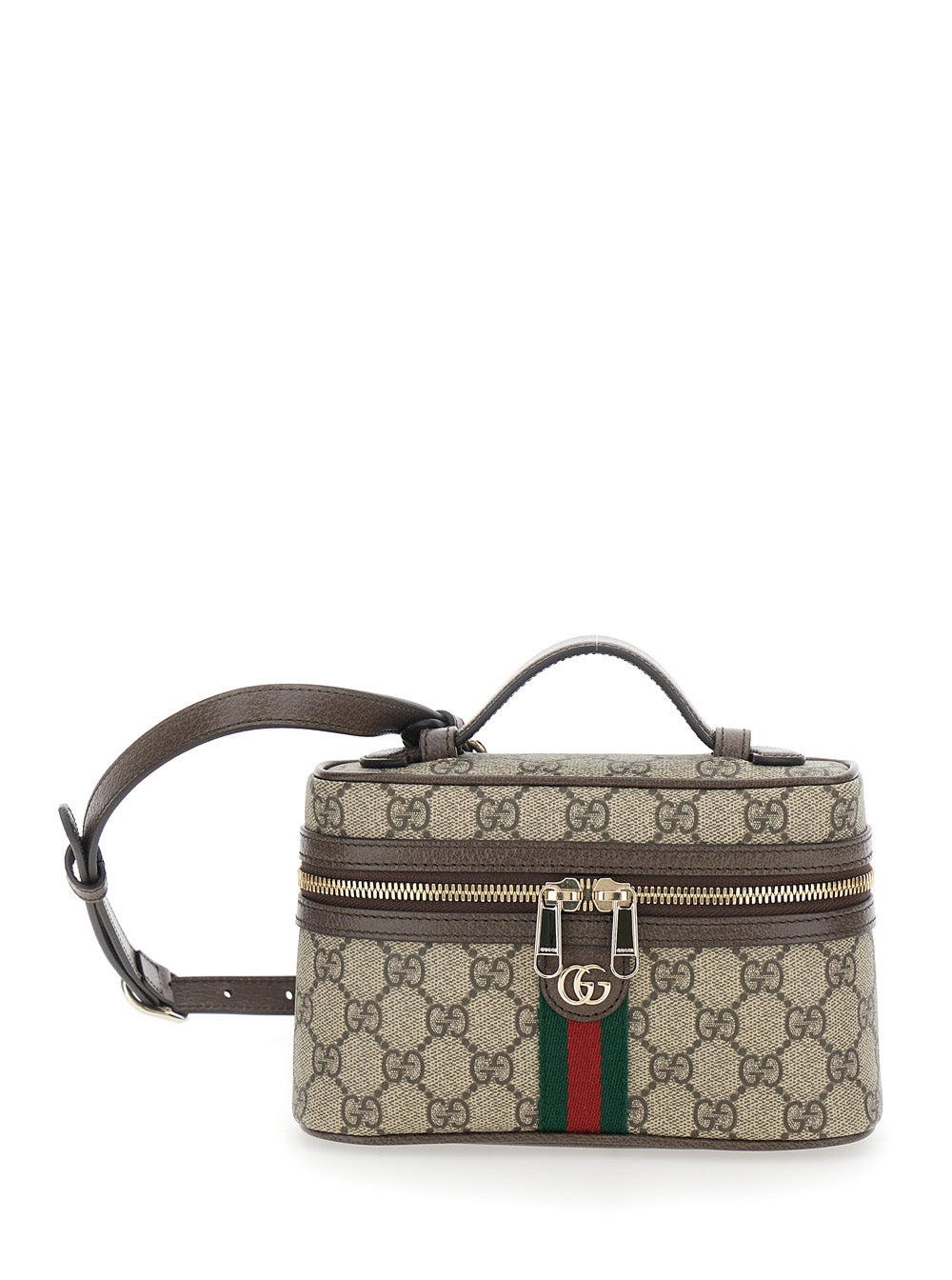 Gucci Women 'Ophidia' Beige Mini Bag With Adjustable And Removable Shoulder Strap And Web Detail On The Front In Gg Supreme And Leather Woman