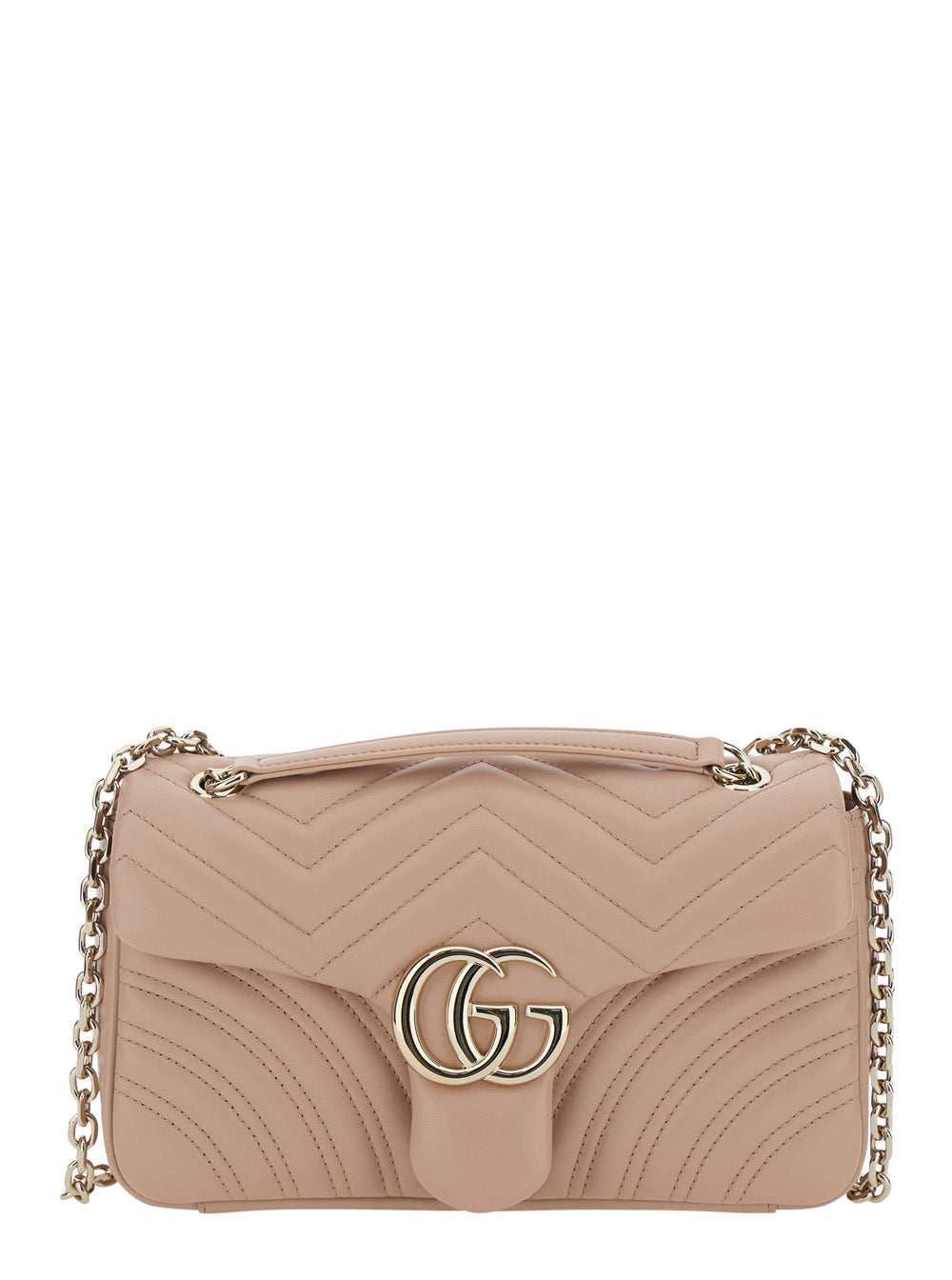 Gucci Women 'Gg Marmont' Pink Crossbody Bag With Chain-Link Sliding Shoulder Strap And Gg Plaque On The Front In Leather Woman
