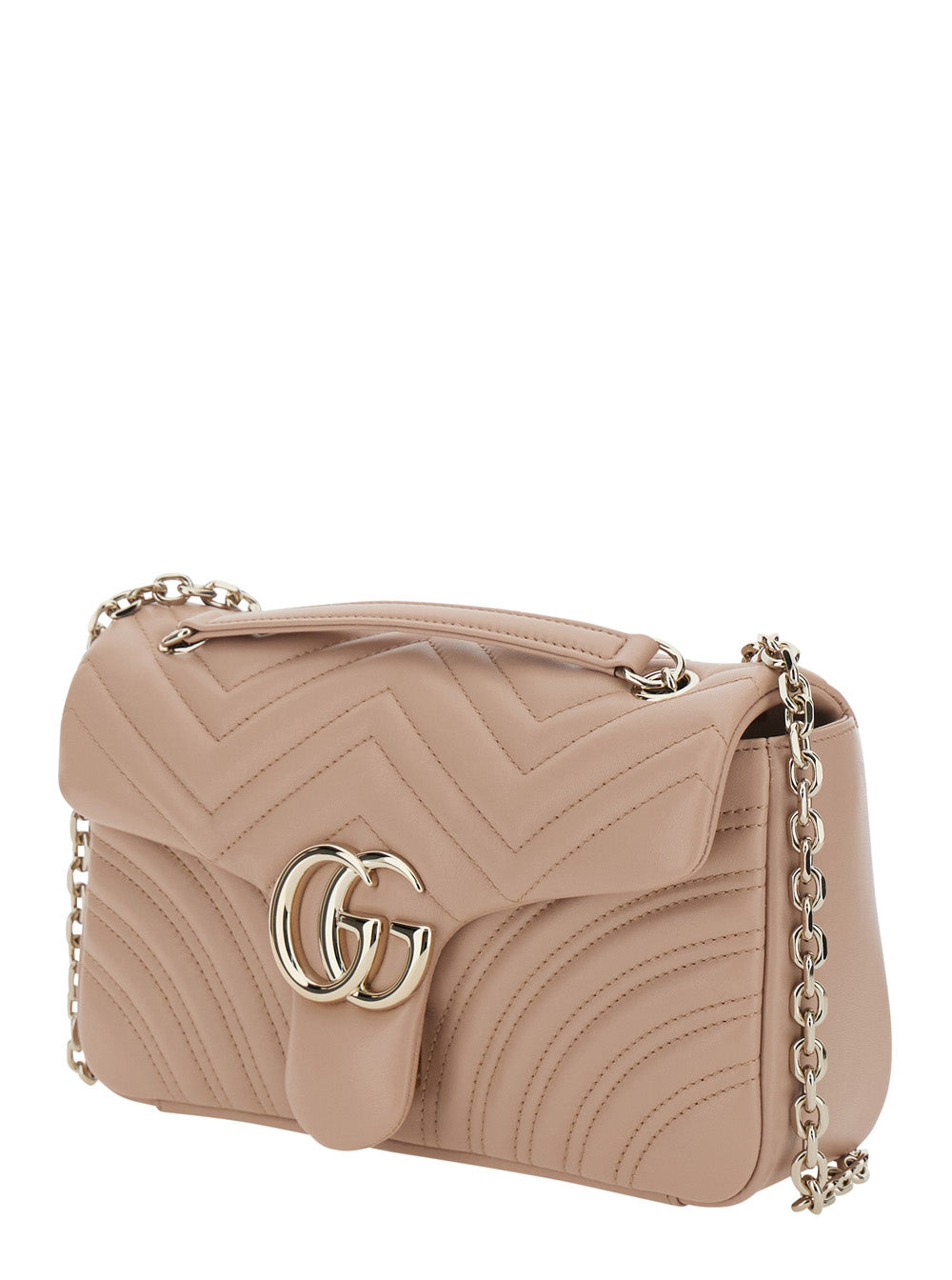 Gucci Women 'Gg Marmont' Pink Crossbody Bag With Chain-Link Sliding Shoulder Strap And Gg Plaque On The Front In Leather Woman