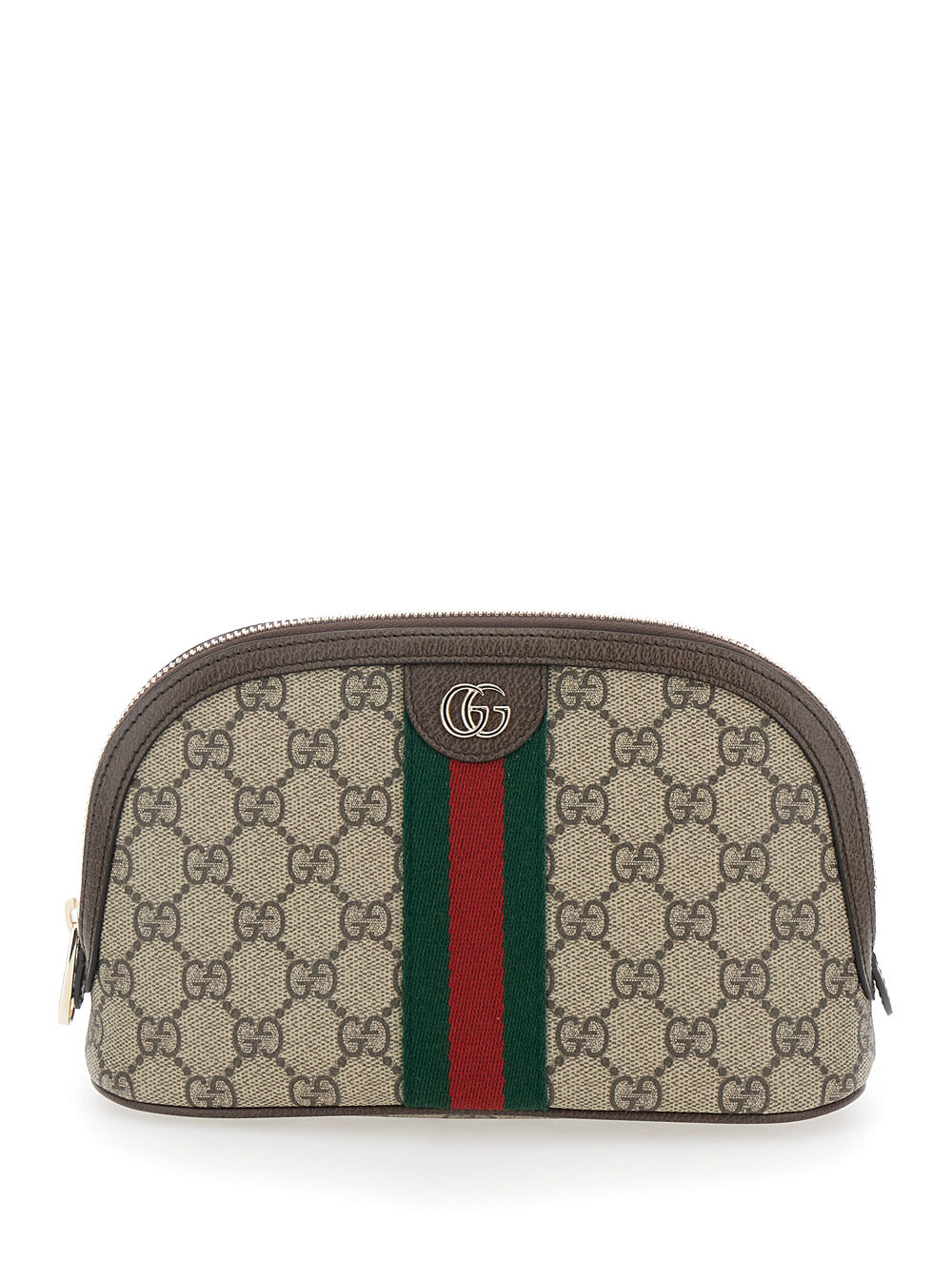 Gucci Women 'Ophidia' Beige Mini Bag With Web Detail On The Front In Gg Canvas And Leather Woman