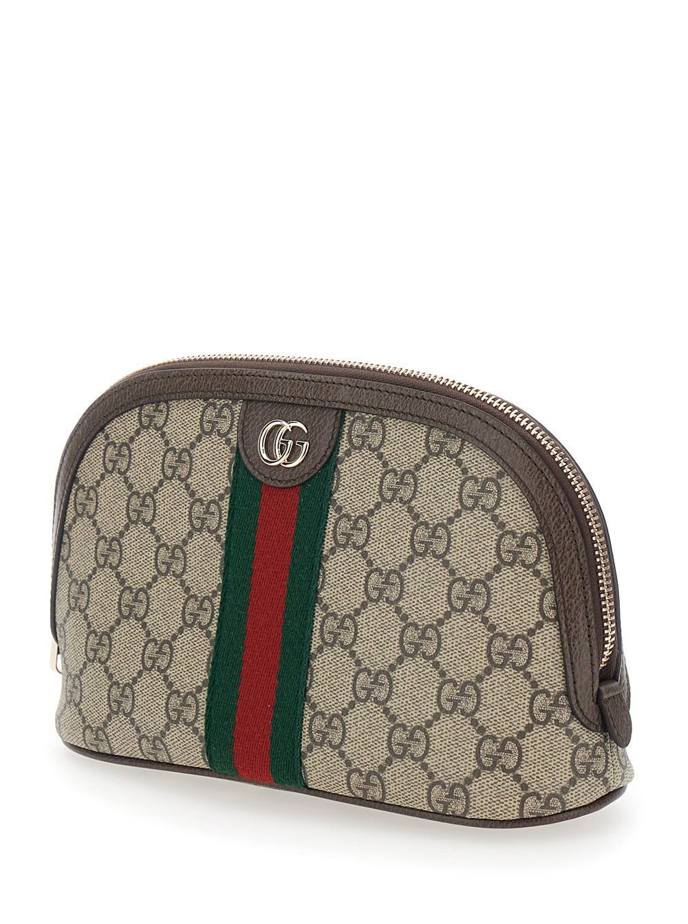 Gucci Women 'Ophidia' Beige Mini Bag With Web Detail On The Front In Gg Canvas And Leather Woman