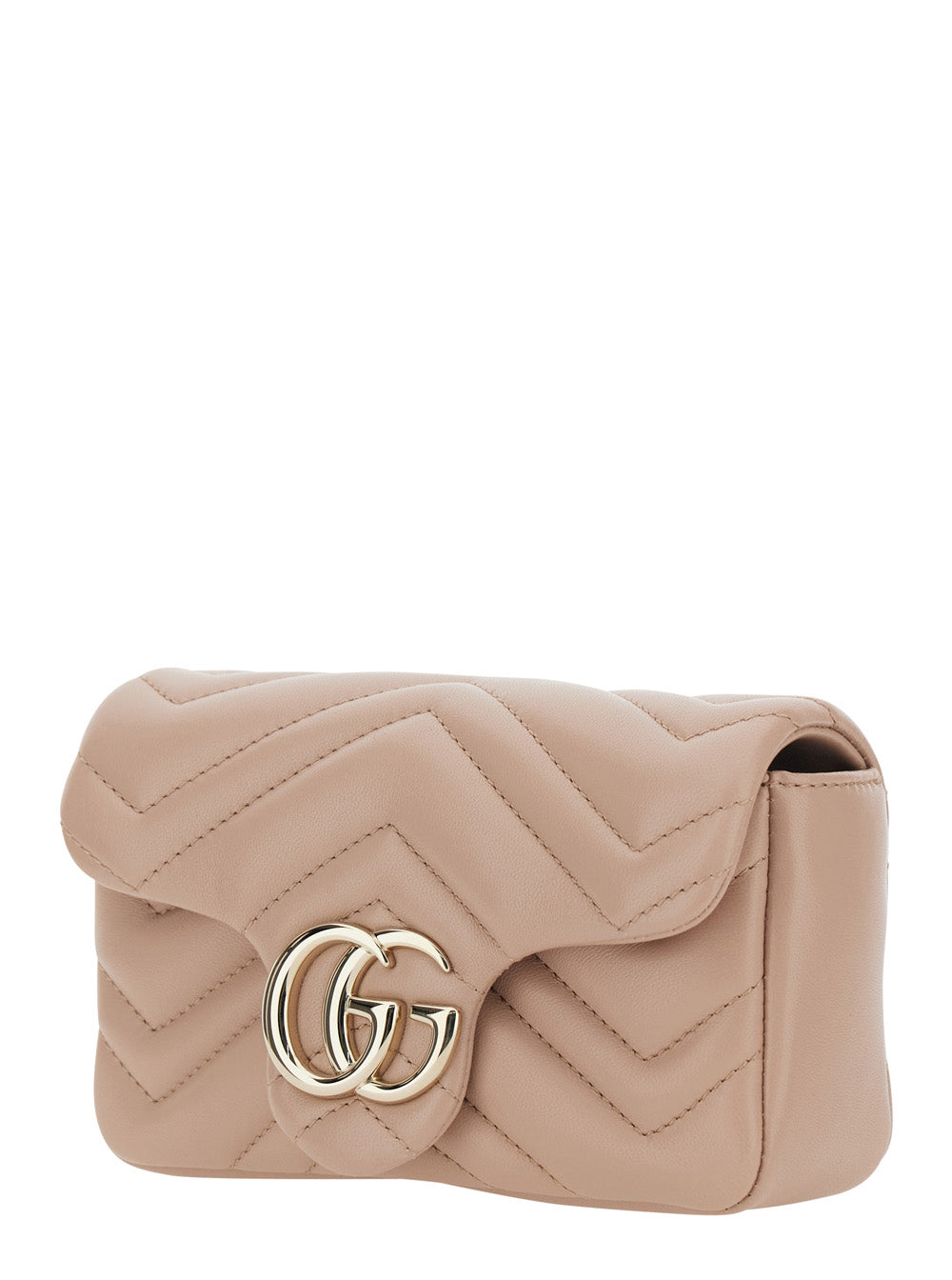 Gucci Women 'Ophidia' Pink Mini Bag With Chain-Link Shoulder Strap And Gg Plaque On The Front In Leather Woman