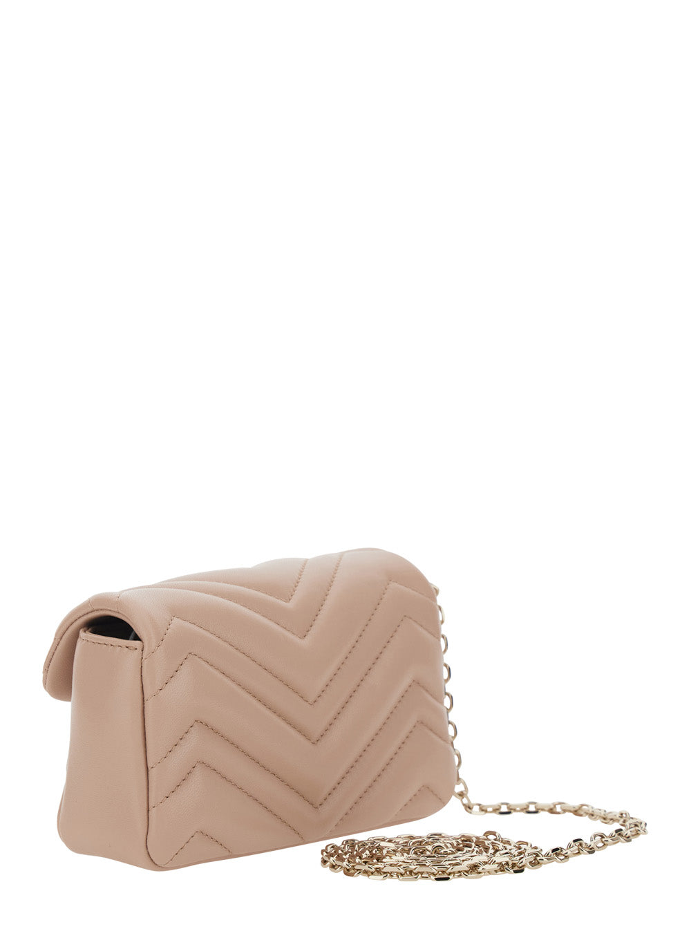 Gucci Women 'Ophidia' Pink Mini Bag With Chain-Link Shoulder Strap And Gg Plaque On The Front In Leather Woman