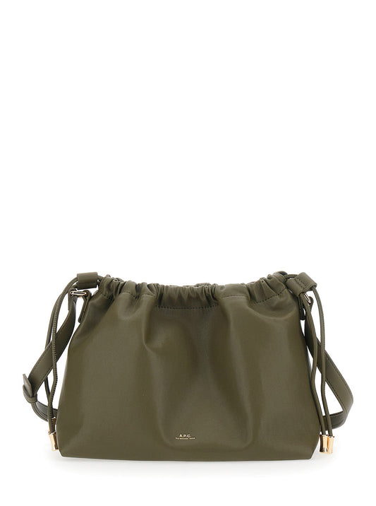 A.P.C. Women Green Crossbody Bag With Logo Lettering On The Front And Drawstring Closure In Ecoleather Woman
