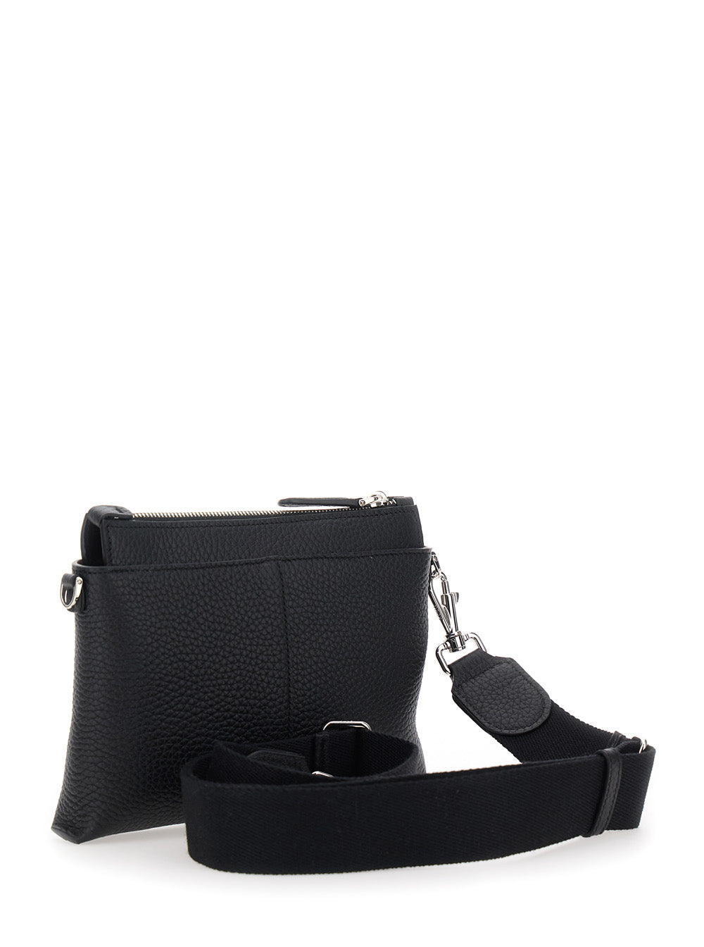 Tod's Men Black Clutch With Removable Shoulder Strap And Embossed Logo On The Front In Grained Leather Man