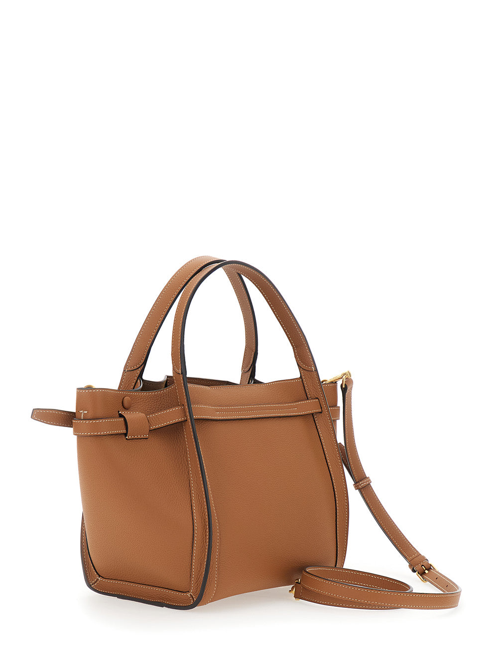 Tod's Women Brown Medium Tote Bag With T Timeless Plaque On The Front And Adjustable And Removable Shoulder Strap In Leather Woman