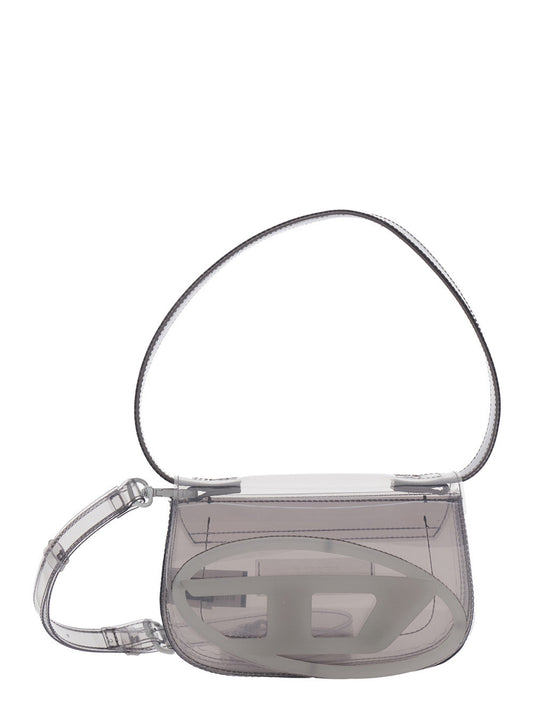 Diesel Women '1Dr' Grey Crossbody Bag With Oval D Patch And Semi-Transparent Design In Fabric Woman