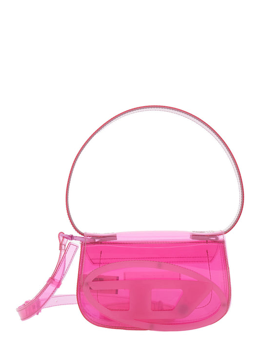 Diesel Women '1Dr' Pink Crossbody Bag With Oval D Patch And Semi-Transparent Design In Fabric Woman