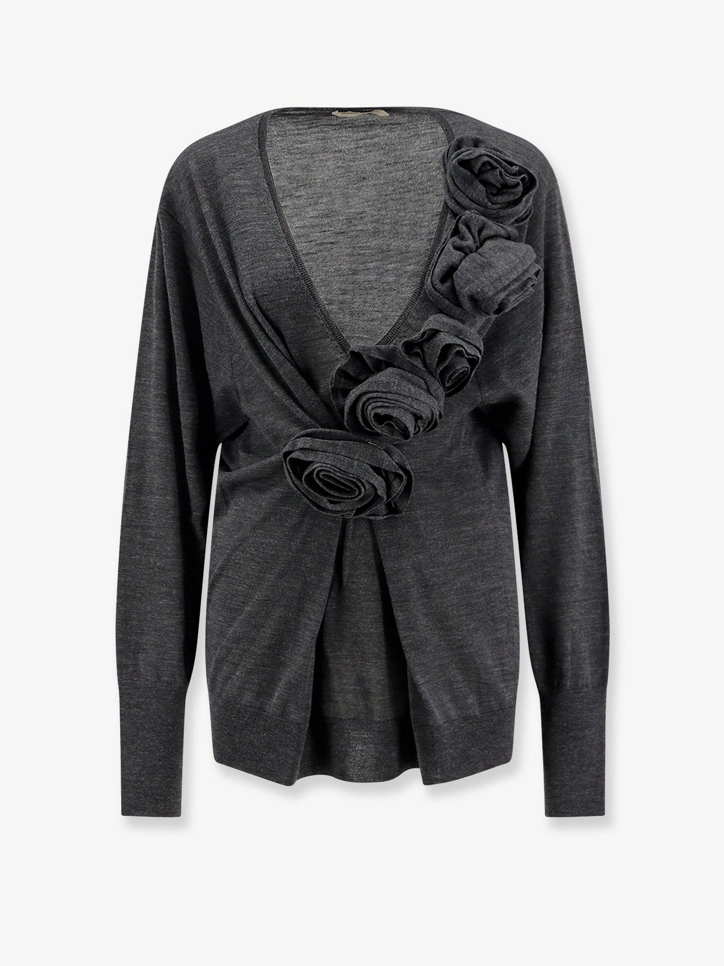 Alberta Ferretti Women Virgin Wool Sweater With Ruffles