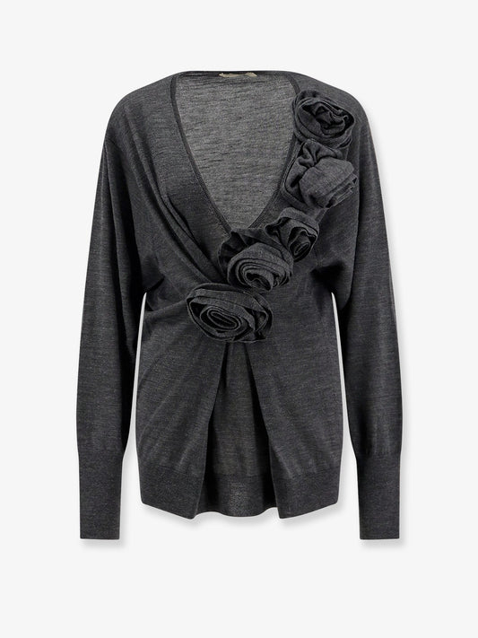 Alberta Ferretti Women Virgin Wool Sweater With Ruffles