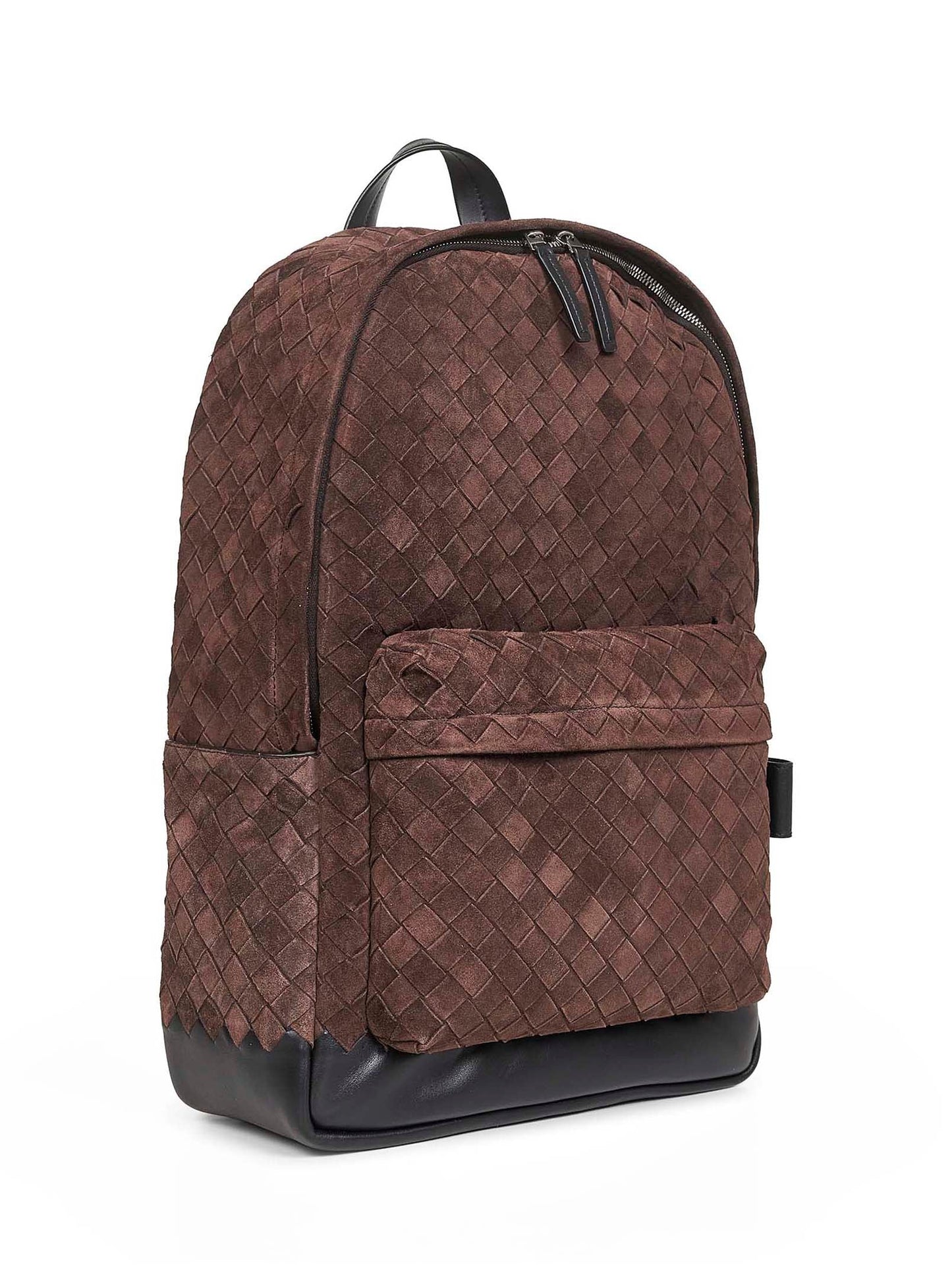 Bottega Veneta Men Brown Intrecciato Suede Backpack