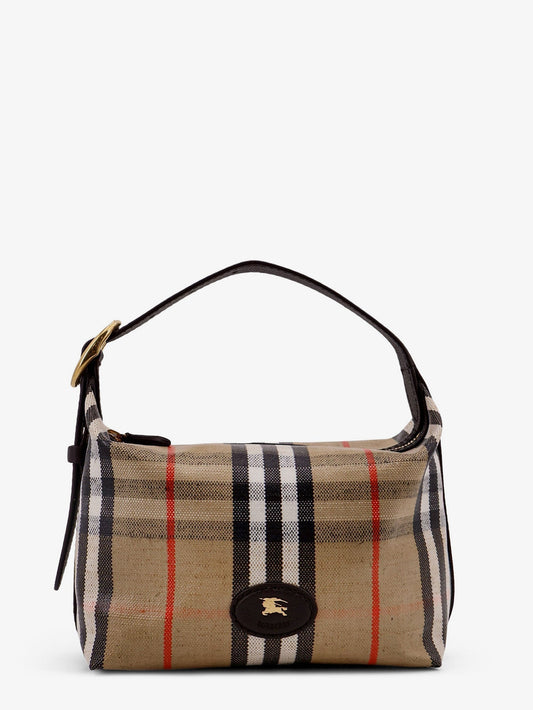 Burberry Women Coated Canvas Handbag With Check Pattern