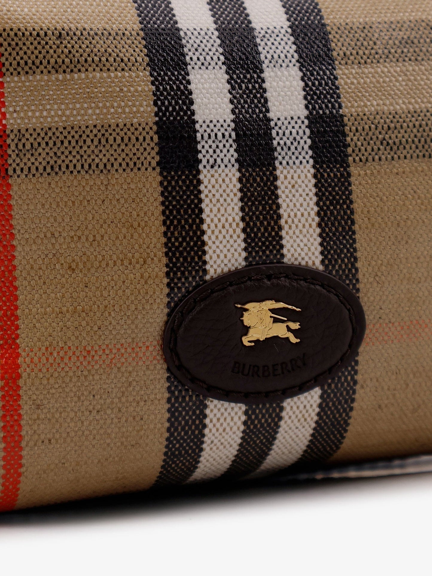 Burberry Women Coated Canvas Handbag With Check Pattern