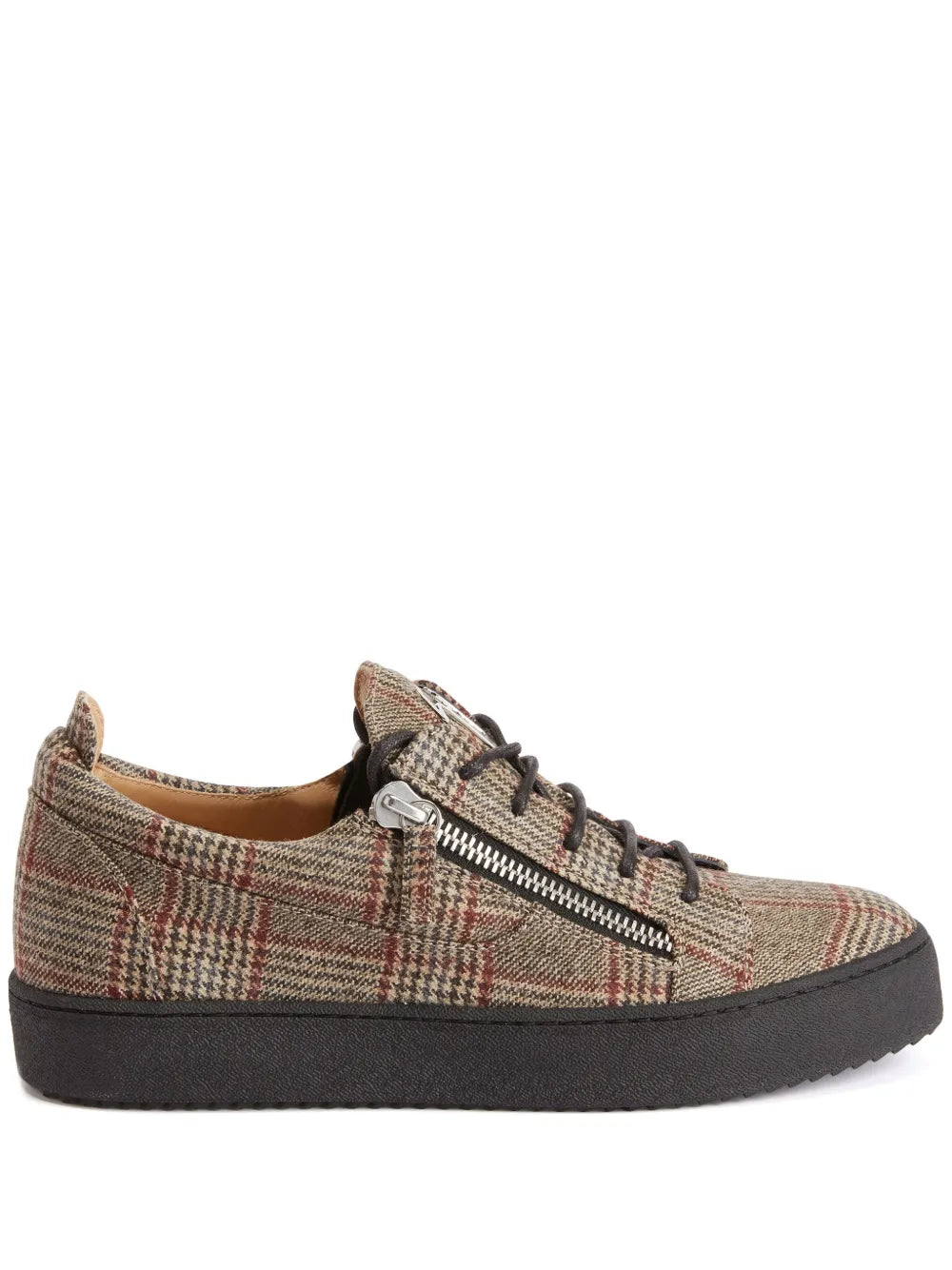 Giuseppe Zanotti Frankie Check-Pattern Double-Zip Low-Top Sneakers