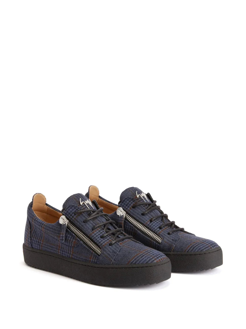 Giuseppe Zanotti Frankie Check-Pattern Double-Zip Low-Top Sneakers