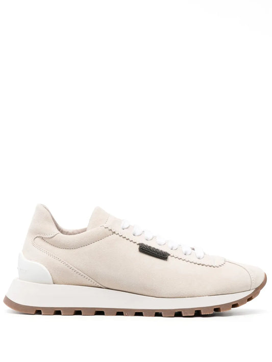 Brunello Cucinelli Monili-Chain Suede Low-Top