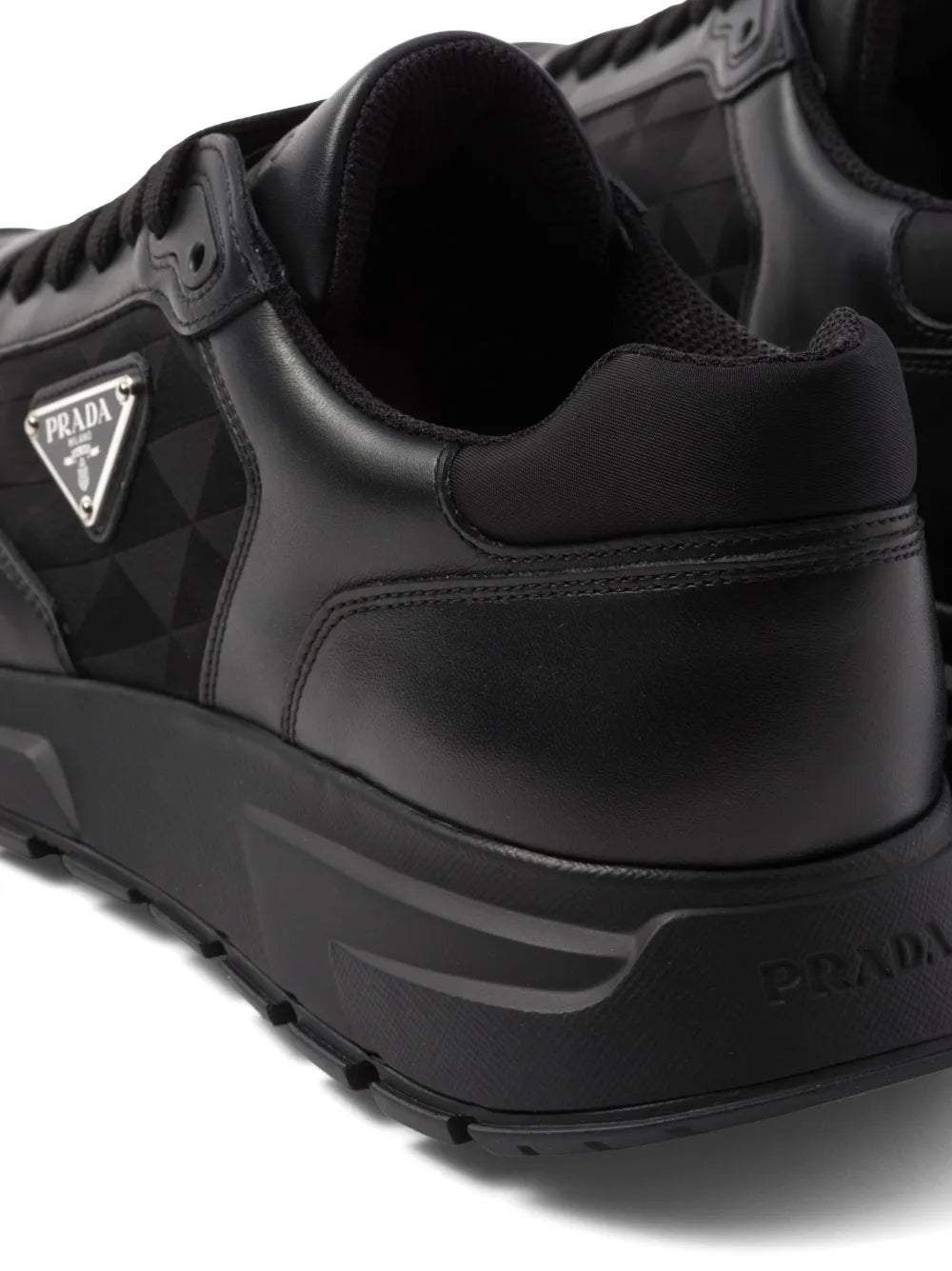 Prada Logo-Jacquard Leather Sneakers