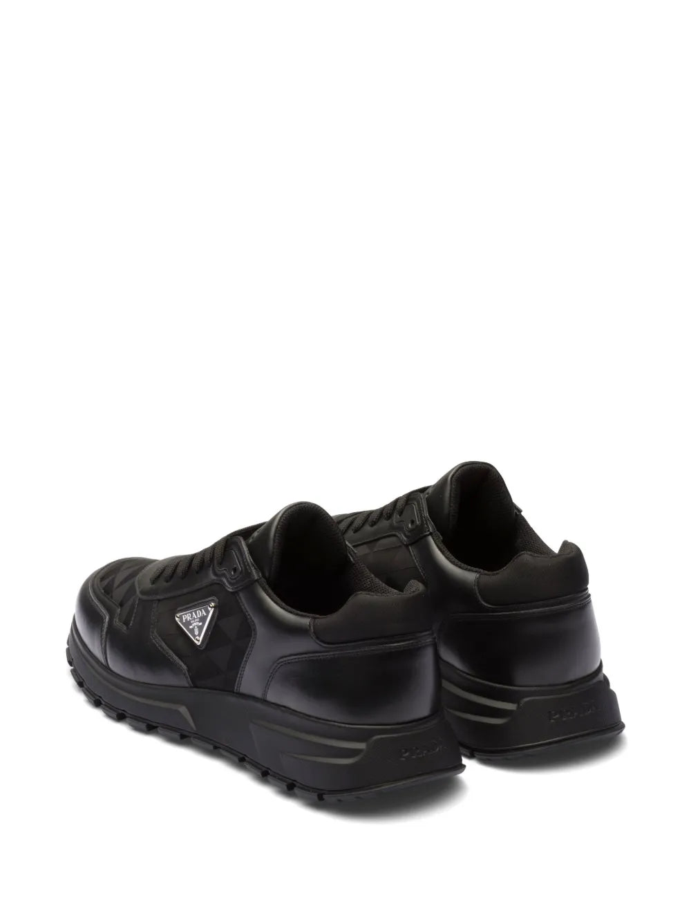 Prada Logo-Jacquard Leather Sneakers