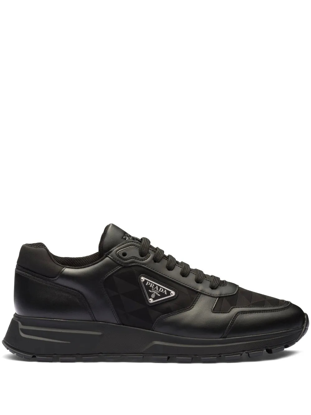 Prada Logo-Jacquard Leather Sneakers