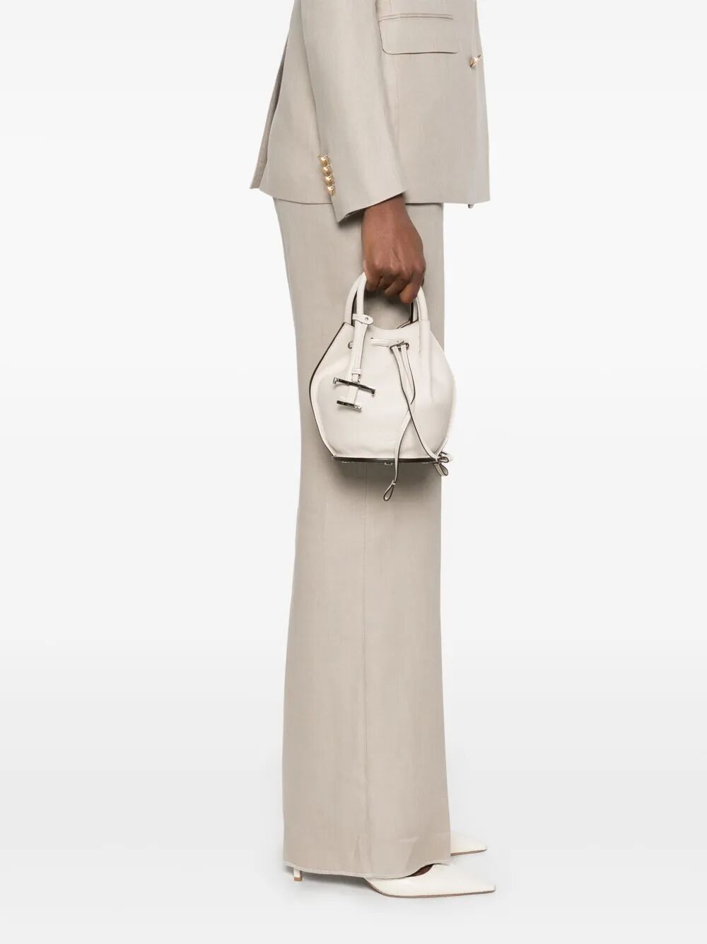 Tod's Women Logo-Charm Leather Mini Bucket Bag