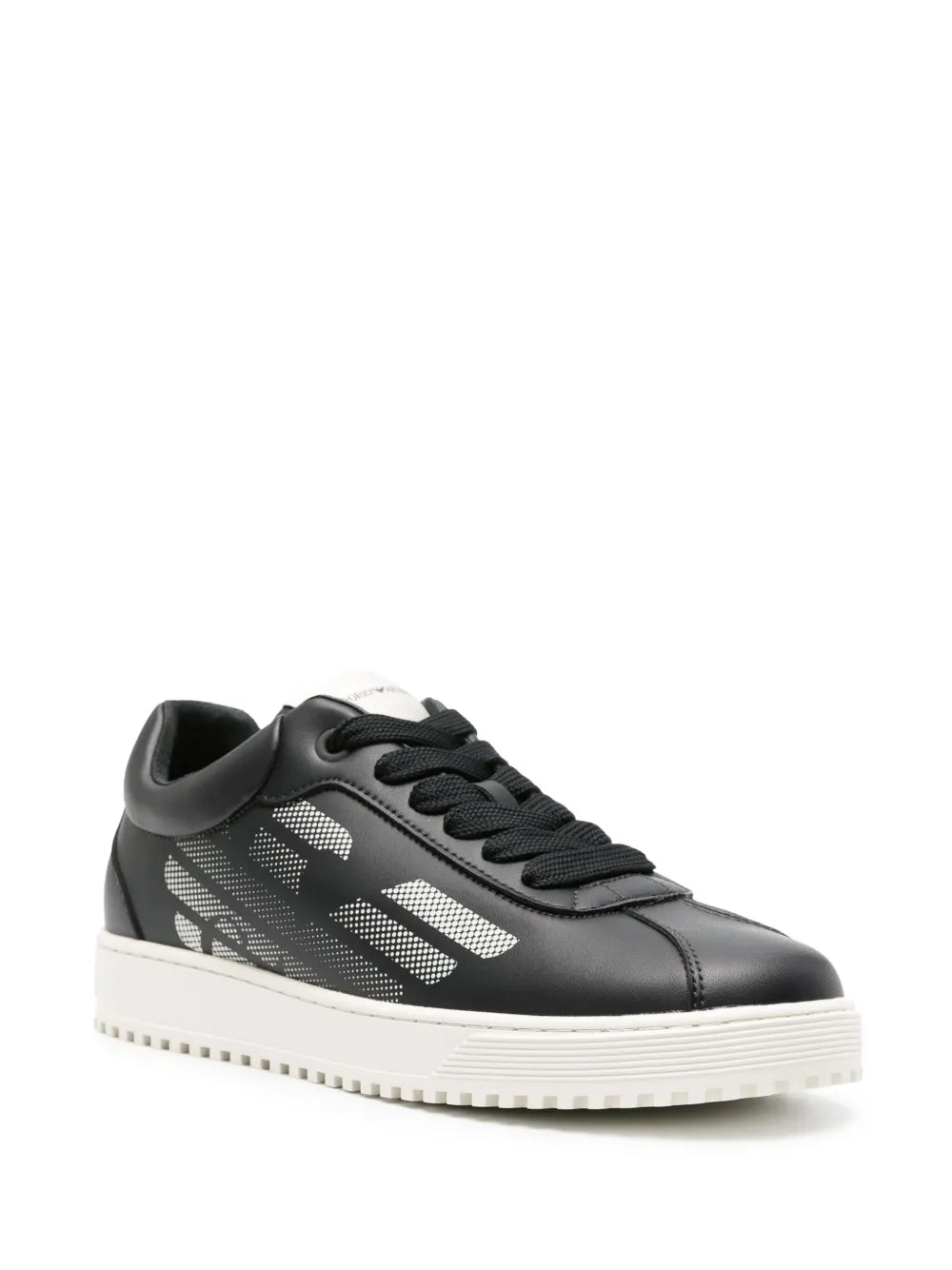 Emporio Armani Eagle-Print Leather Sneakers