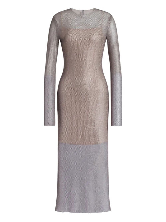 Alberta Ferretti Women Crystals Net Midi Dress